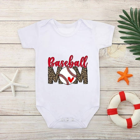 

Leesechin Baby Bodysuit Toddler Kids Boys Girl Comfortable Mother s Day Baseball Print Short Sleeve Romper Jumpsuit on Clearance