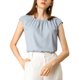 thumbnail image 1 of Blusa de gasa Allegra K Top Plisado Cuello Redondo Manga del Casquillo Azul S, 1 of 6
