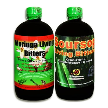 Herboganic Soursop Living Bitters and Moringa Living Bitters Combo Pack - 16 Oz