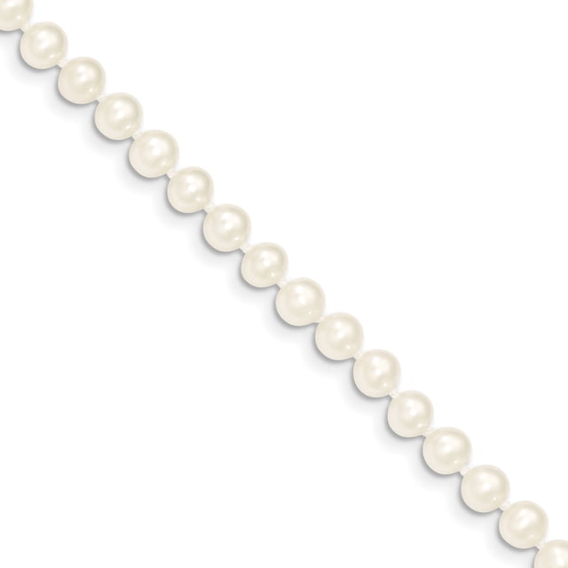 Collier de Perles Rondes en Or Jaune 14K 5-6mm Blanc FW Cultivé 24 Pouces