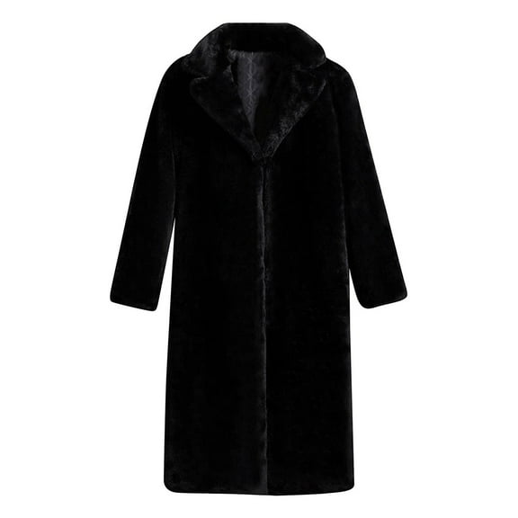 Sokhug Women's Faux Fur Coat Lapel Winter Warm Overcoat Open Front Fluffy Jackets