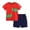 Red, variant on Toddler Boys 2 Piece Outfits Children's Fashion Printed Short Sleeved Tops and Shorts Two Piece Outfits Set Size 2-3Y ,Red