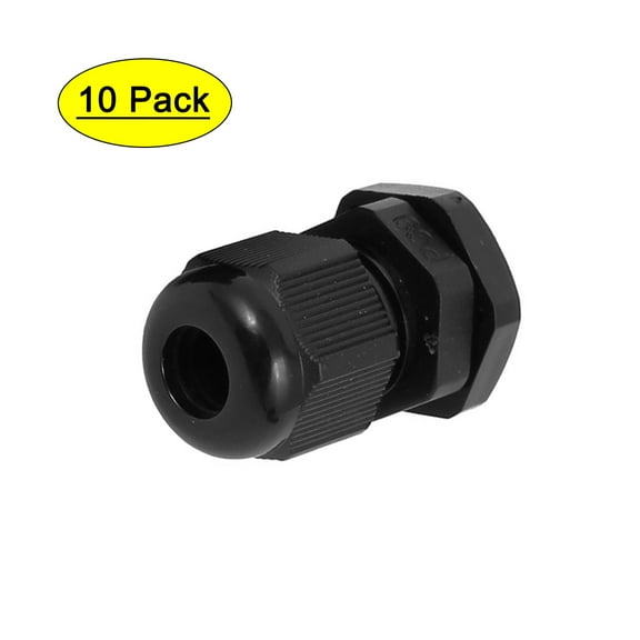 PG9 Waterproof IP68  Nylon Cable Gland Connector Joints Black 10pcs