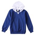 thumbnail image 4 of Kids Hoodie Sweatshirt Thin Light Weight Casual Blue Contrast Stitching Long Sleeve Boys Girls Fall Spring Pullover Clothes for Toddlers 13-14 Years, 4 of 4