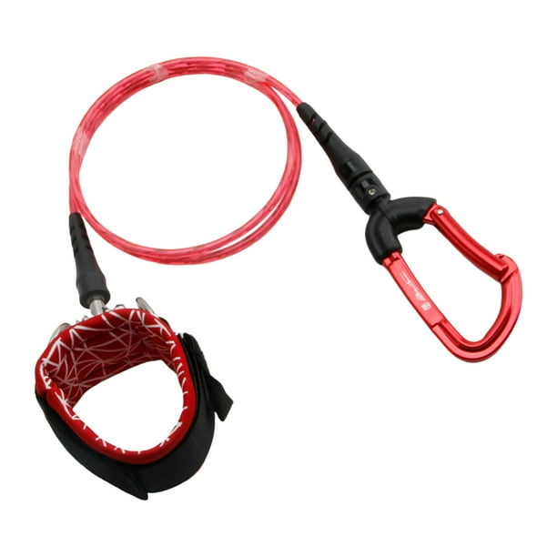 Cordón de apnea ajustable de acero inoxidable con muñequera de buceo profesional Cuerda de seguridad para deportes subacuáticos Apnea , ROJO Baoblaze Cordón de apnea