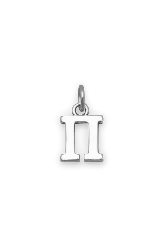 .925 Sterling Silver Oxidized Greek Alphabet Letter Charm - Pi
