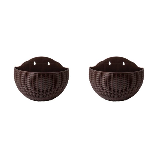 Transemion Stylish And Durable Plastic Flowerpot With Drainage ABS Wall Plastic Pot Flower Pot Widely Used Double-layer Structure Coffee 2Set
