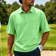 thumbnail image 2 of Mens Polo Shirt Business Casual Collared Short Sleeve Soft Top Relaxed Fit Office Shirt with Front Chest Pocket Light Green L, 2 of 9