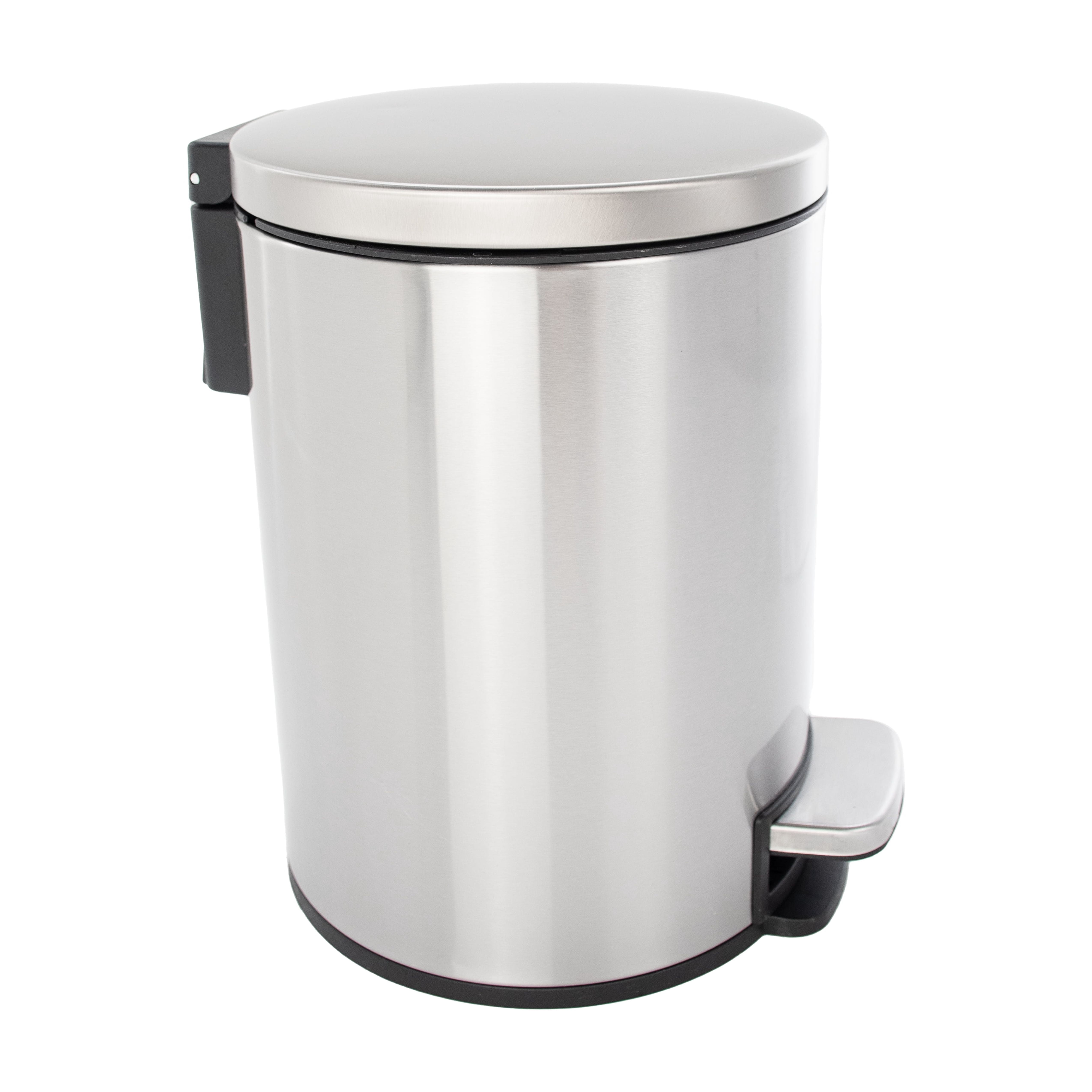 (4 pack) Better Homes & Gardens Bathroom Trash Can, 1.3 Gallon, Stainless Steel Round Step on Garbage Bin