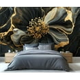 thumbnail image 3 of Black Gold Flowers Wall Mural, Luxury Black Gold Marble Mural Wallpaper, Nordic Modern Luxury Art Large Wallpaper For Bedroom Living Room Dining Room 59"W x 39.4"H (Not Peel and Stick), 3 of 6