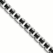 Chisel Stainless Steel Brushed Black Rubber Bracelet