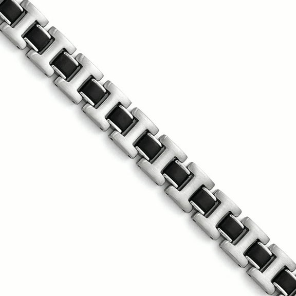 Chisel Stainless Steel Brushed Black Rubber Bracelet