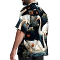 thumbnail image 3 of Swan Men's Hawaiian Shirt, Button Down Poplin Short Sleeve Casual Summer Beach Printed Unisex Shirts, 3 of 6