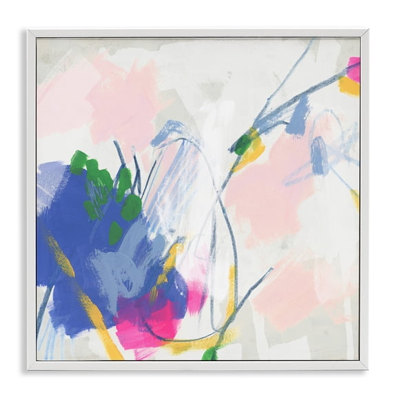 Stupell Industries Pink & Blue Abstraction Abstract Painting White Framed Art Print Wall Art, 24 x 24