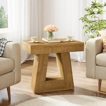 Tribesigns Modern Side Table with Trapezoid Base, 2-Tier Wooden End Table , Small Nightstand for Living Room, Natural Wood Color