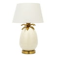 thumbnail image 4 of Creative Co-Op Metal Base Table Lamp with Pineapple Detail and Shade, White and Gold, 4 of 5