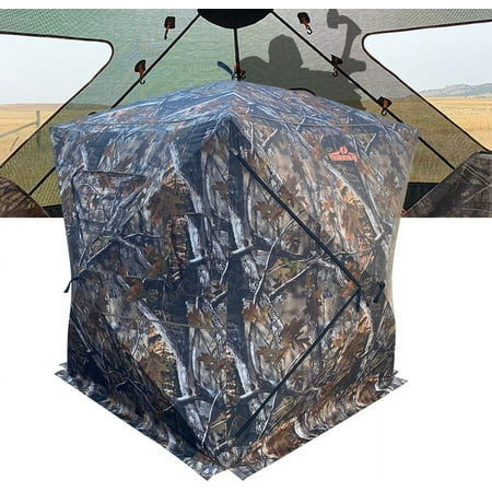 THUNDERBAY 270 Degree See Through Hunting Blind Portable 2-3 Person Pop Up Ground Hunting Blinds Durable See Thru Hunting Tent for Deer & Turkey Hunting