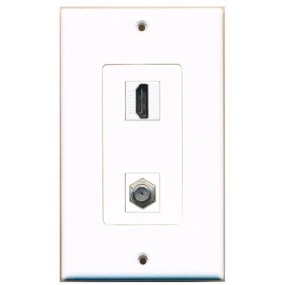 Ultra Spec Cables - 1 HDMI Port 1 Coax Cable TV Coupler Jack F-F Wall Plate 1 Gang