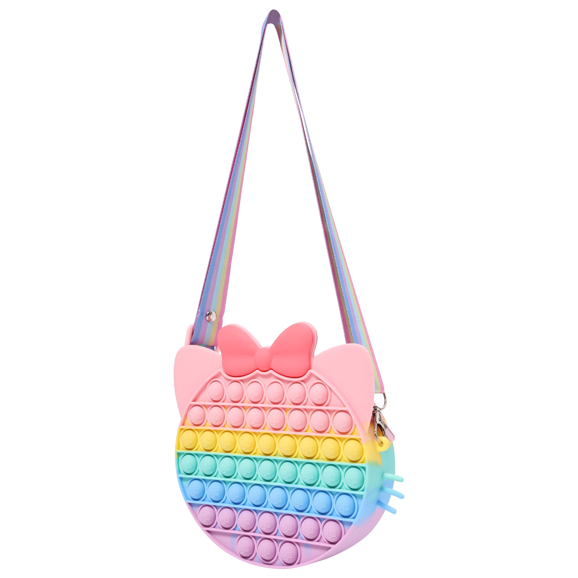 New Arrival Heart Shape Rainbow Women Cross Body Bag Colorful PU Handbag  For Christmas Gift