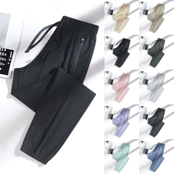 Women's Quick Drying Active Pants with Zipper Pockets Breathable Loose Fit Stretch Comfort for Workouts and Travel