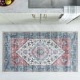 thumbnail image 2 of SAFAVIEH Washable Printed Rug Lanford Medallion Polyester Machine Washable Area Rug, Turquoise/Red, 4' x 6', 2 of 9
