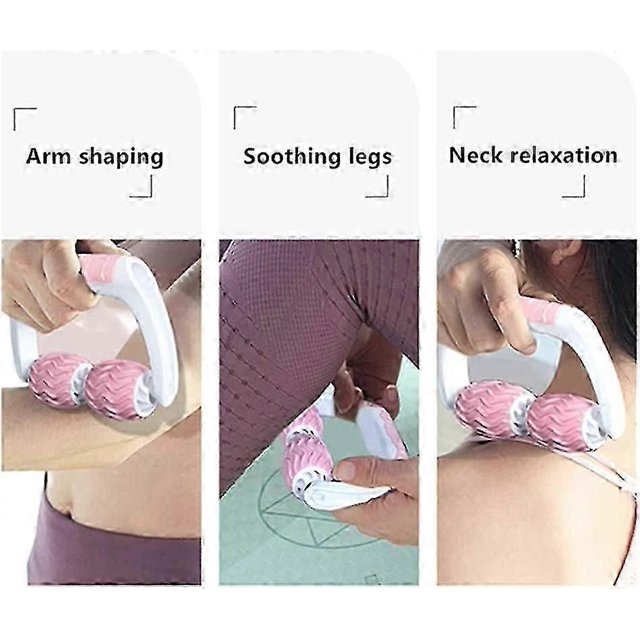 Anti Cellulite Massager,manual Foam Massage Roller,360 Foam Roller For Deep Tissue Muscle Massage,2 Wheels,hand Massage And Leg Massage (pink)