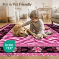 thumbnail image 4 of ODIKA Zebra Leopard Pink Stripe Spotted Print Border Mixed Bold Striped Stain Resistant Thin Throw for Entryway, Kitchen, Laundry Room, 4 of 7
