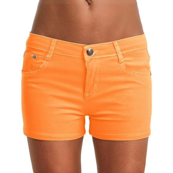Prolriy Jean Shorts Womens, Summer 2025 Women's Candy White Denim Shorts Fit Colorful Denim Pants Womens Shorts Orange 31