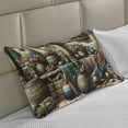 thumbnail image 2 of Ambesonne Rustic Knitted Quilt Pillowcover, Grunge Ethnic Vases Objects, 36"x20", Pale Brown Teal Cinnamon, 2 of 2