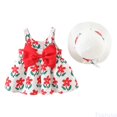 thumbnail image 2 of Fozruso Girls Outfit Sets Baby Kids Girls Sleeveless Bow Flower Suspending Dress And Hat Set Outfit Sizes 3-4 Years(Red), 2 of 7