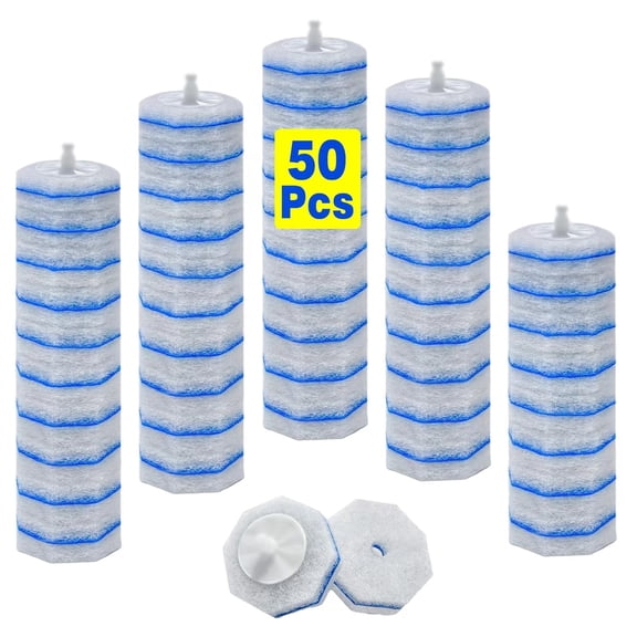 ZQZiQi Disposable Microfiber Toilet & Tub Brush Head Compatible with Clorox, Blue, 50 Count