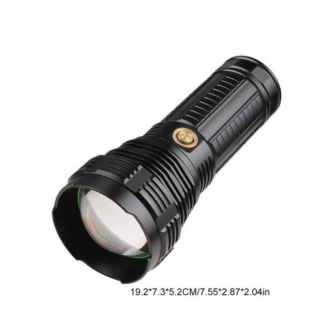 Portable Bright Flashlight 30W Torch Capacity for 5 Modes Zoomable Multifunctional Flood Lights Outdoor USB Rechargeable Household Riding