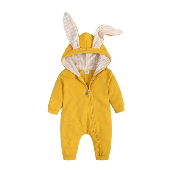 Toddler Easter Outfit Boy Toddler Girl Bunny Hoodie Romper with Zipper Easter Outfit Baby Boy