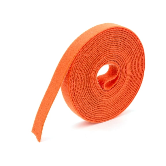 Secure Cable Ties 3/4 Inch Continuous Orange Hook and Loop Wrap - 25 Yards