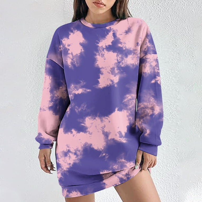 fitted lace wedding dress Tie Dye Fleece Ruffle Bottom Hoodie Tunic
