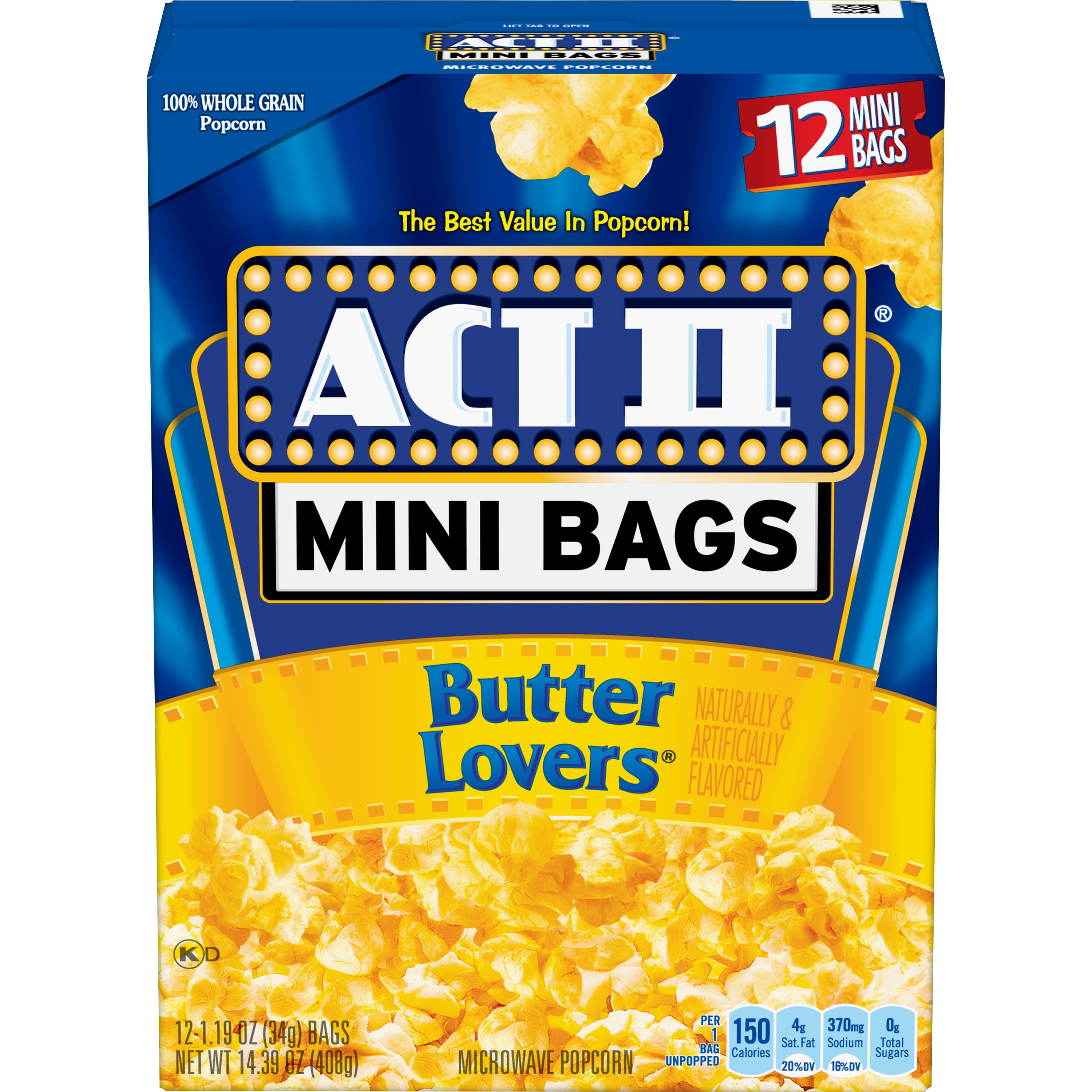 ACT II Butter Lovers Flavor Microwave Popcorn Mini Bags 14 39 Oz 12 