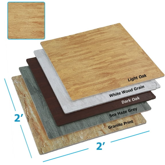 Clevr 100 Sq. Ft 3/8 Inch Thick Interlocking Foam Mats Flooring, Light Wood Oak
