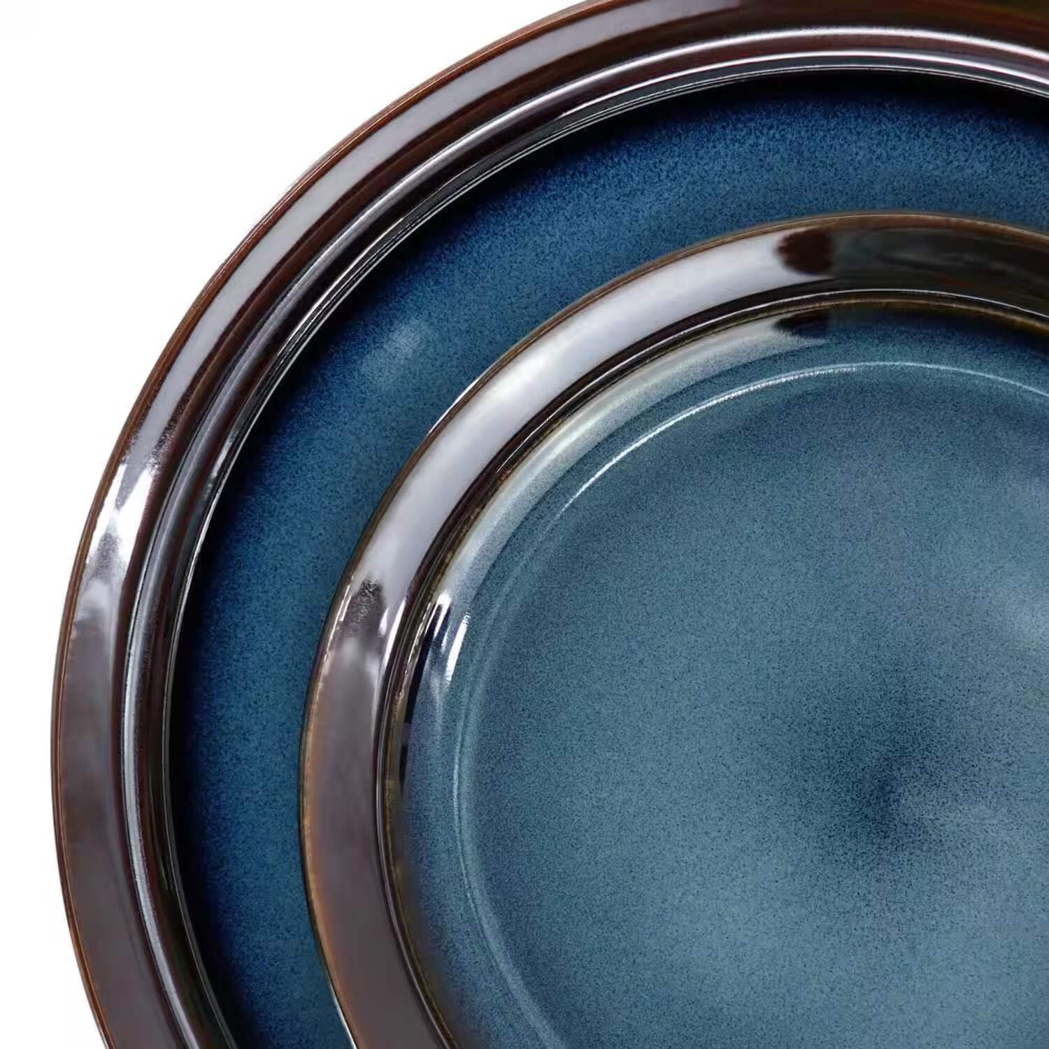 Gibson Elite 142747.16 Priya Reactive Glaze Sto are Dinnerware Set, Blue - 16 Piece