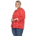 thumbnail image 2 of White Mark Women's Plus Size Pleated 3/4 Sleeve Leaf Print Blouse, 2 of 5