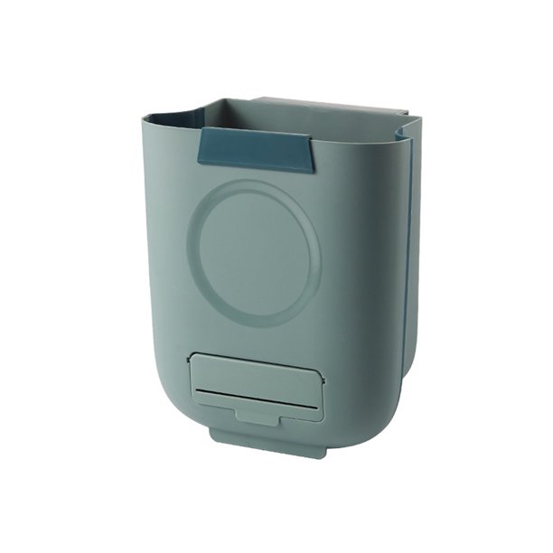 Cubo de basura para colgar en el gabinete que ahorra espacio Cubo de basura plegable de gran apertura con organizador de bolsas de basura Cubo de basura para baño 13L, verde Inevent HA009560-02B
