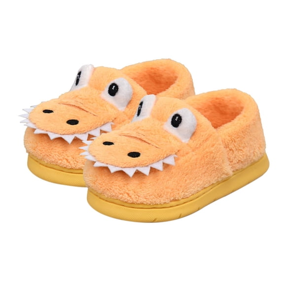 huajiao Kids Toddler Dinosaur Slippers Boys Girls Warm Soft House Shoes Non Sli𝐩 Winter Plush Fuzzy Indoor Slipper