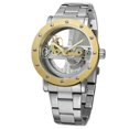 thumbnail image 3 of FORSINING Reloj para hombres de negocios con movimiento mecánico automático hueco transparente (acero dorado), 3 of 3