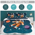thumbnail image 5 of 3 Pcs Soft Bedding Set, Includes 1 Duvet Cover with Zipper And 2 Pillow,Shams Cartoon Space Astronaut Full(79"×90"), 5 of 8