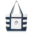 thumbnail image 2 of DALIX Premium Beach Bags Striped Navy Blue Zippered Tote Bag Monogrammed O, 2 of 8
