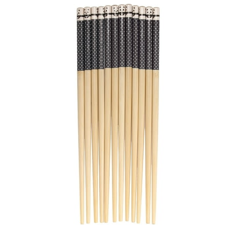 

BambooMN Premium Reusable Japanese Bamboo Chopsticks Polka Dot Panda 9.5 inch - Navy Blue - 36 Pairs