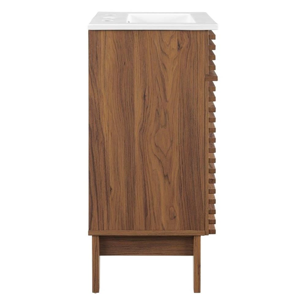 Modway Render 18" Modern Wood Bathroom Vanity Cabinet in Walnut/White
