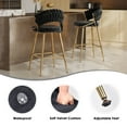 thumbnail image 3 of Farini Upholstered Counter Height Bar Stool Set of 2, Mid-Century Barstool with Backrest and Metal Frame, Black, 3 of 7