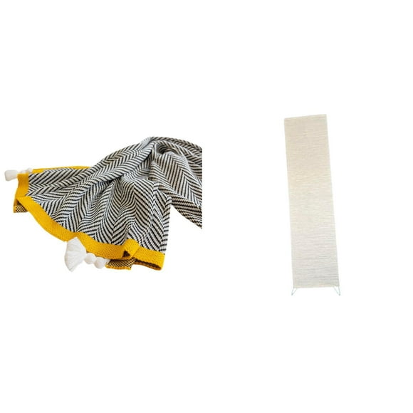 Siruishop Knitted Striped Throw Blanket Soft Warm Farmhouse Decor for Bedroom Sofa Bed Chair with Cozy Paper Floor Lamp Shade Standing Light Cover Lampshade