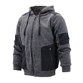 thumbnail image 1 of Men’s Two Tone Warm Soft Sherpa Lined Moto Quilted Zipper Fleece Hoodie Jacket (MSM-40-5 Heathered Black, L), 1 of 7