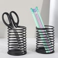 thumbnail image 1 of Portalápices de resorte de hierro forjado | Organizador de escritorio negro para suministros de oficina, brochas de maquillaje, aula, tocador | Caja de almacenamiento de metal resistente | 3,54 x, 1 of 8